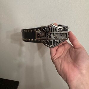 Harley Davidson Belt Buckle Studded Leather Belt